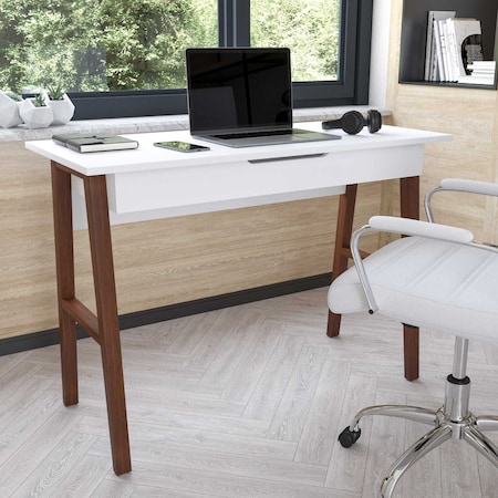 Flash Furniture White/Walnut Home Office Computer Desk with Drawer GC-MBLK60-WH-WAL-GG